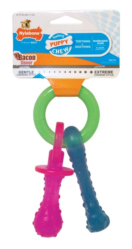 Nylabone Puppy Pacifier Teething Toy Bacon, 1ea/SMall/Regular Up To 25 Ibs. 1 ct