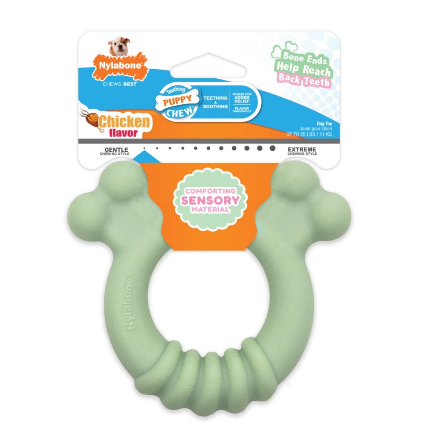 Nylabone Sensory Material Puppy Teething Ring Chicken, 1ea/SMall/Regular Up To 25 Ibs. 1 ct