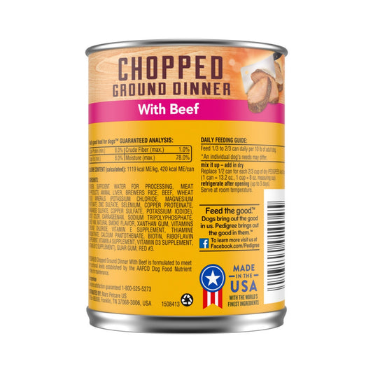 PEDIGREE Chopped Ground Dinner With Beef Canned Dog Food 13.2oz/12pk