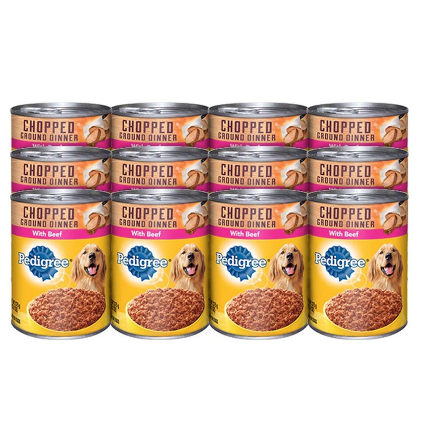 PEDIGREE Chopped Ground Dinner With Beef Canned Dog Food 13.2oz/12pk