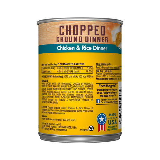 PEDIGREE Chopped Ground Dinner Chicken & Rice Canned Dog Food 12ea/13.2oz