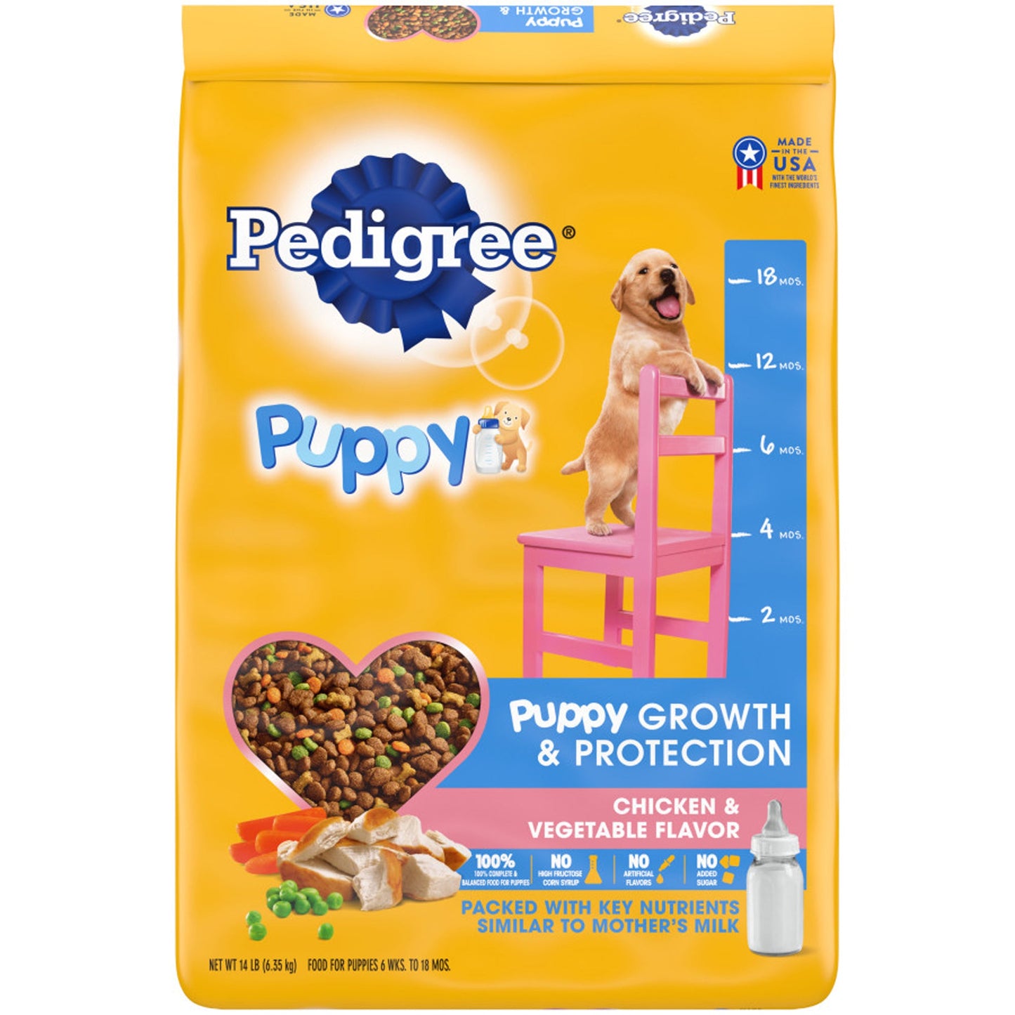 Pedigree Puppy Growth & Protection Dry Dog Food Chicken & Vegetable 14lbs