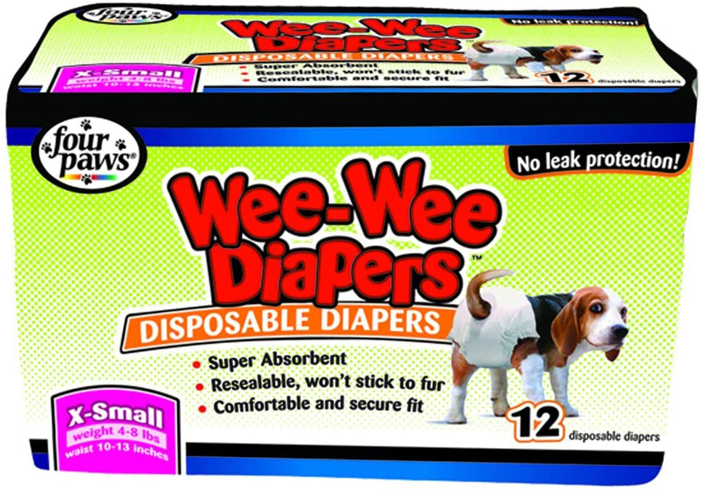Four Paws WeeWee Disposable Dog Diapers 1ea/XS 12 ct