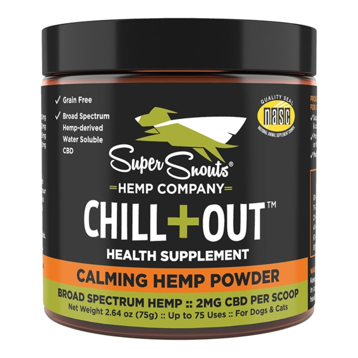 Super Snouts Dog & Cat Grain Free Chill + Out Calming Hemp Powder 75 Grams