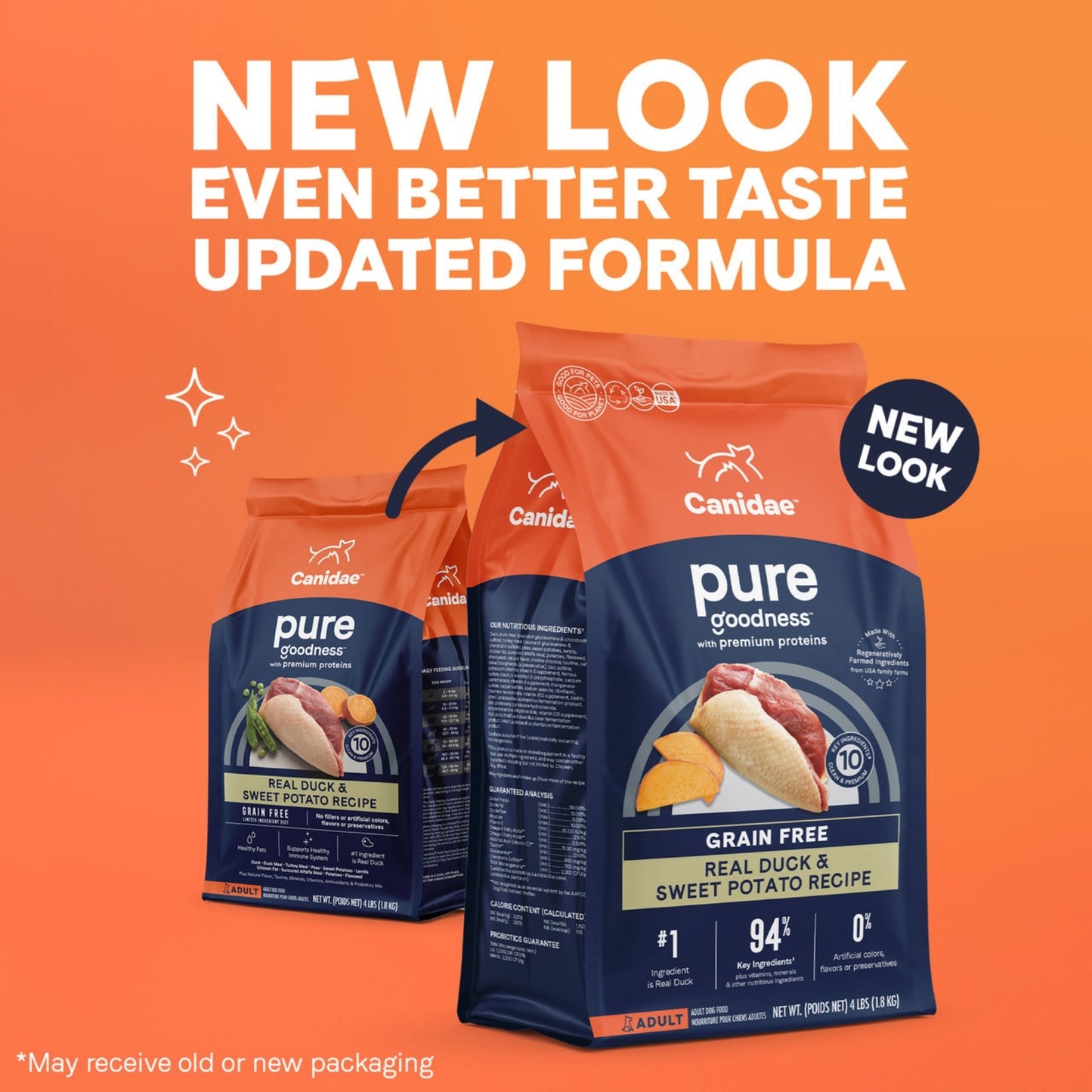 CANIDAE PURE Farm To Bowl GrainFree LID Dry Dog Food Duck Sweet Potato, 1ea/22 lb