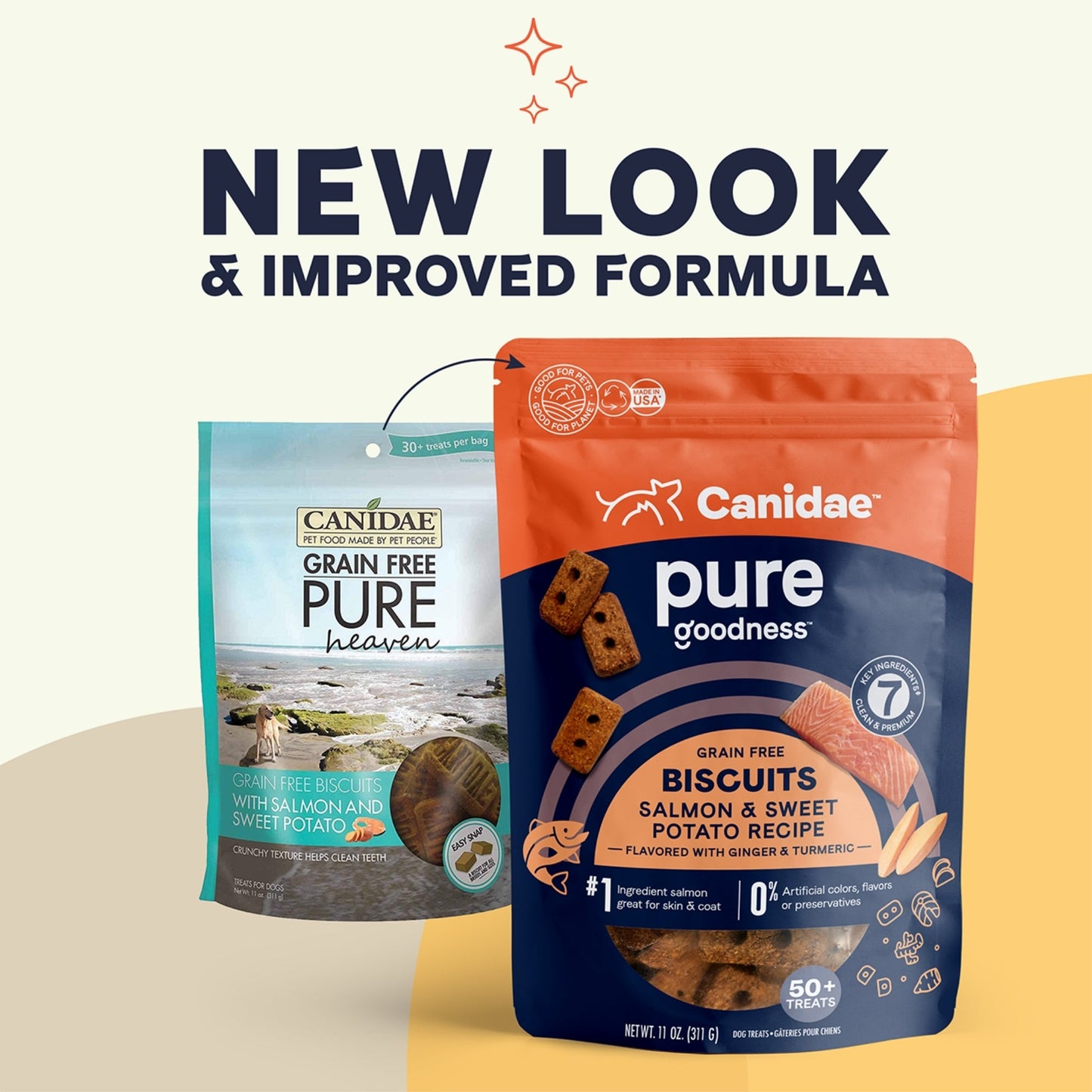 CANIDAE PURE Goodness GrainFree Biscuit Dog Treats Salmon Sweet Potato, 1ea/11 oz