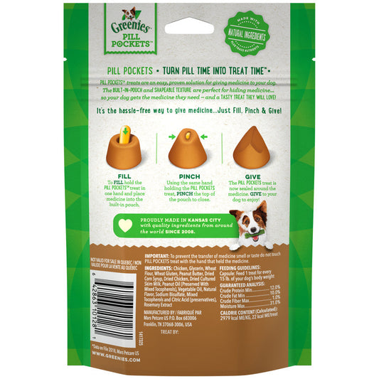 GREENIES PILL POCKETS Treats Real Peanut Butter Flavor Capsule Size 7.9oz