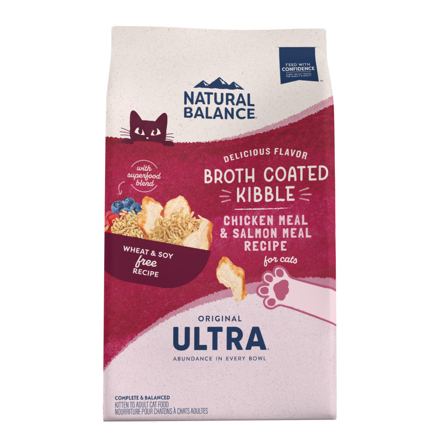 Natural Balance Pet Foods Original Ultra Broth Coated Indoor Grain Free Dry Cat Food Chicken & Salmon 6lb