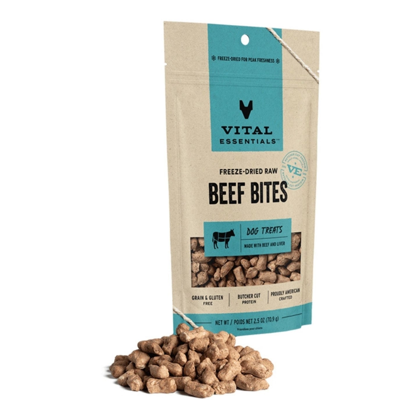 Vital Essentials Dog Freeze-Dried Treat Bites Beef 2.5oz.