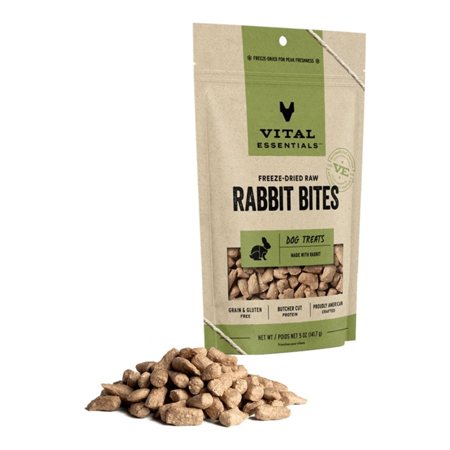 Vital Essentials Dog Freeze-Dried Treat Bites Rabbit 2oz.