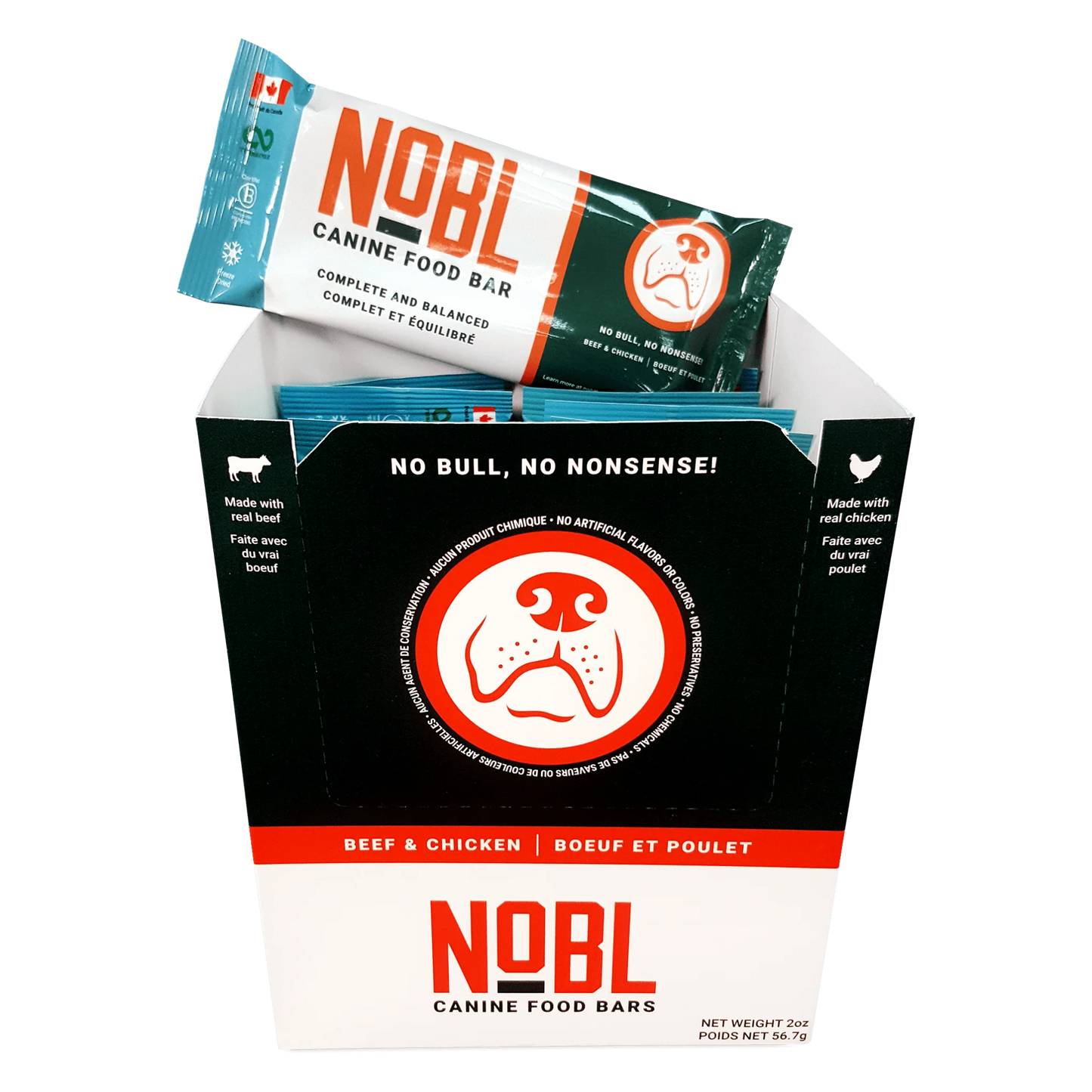 NOBL Canine Food Bars - Beef & Chicken 12 x 2oz