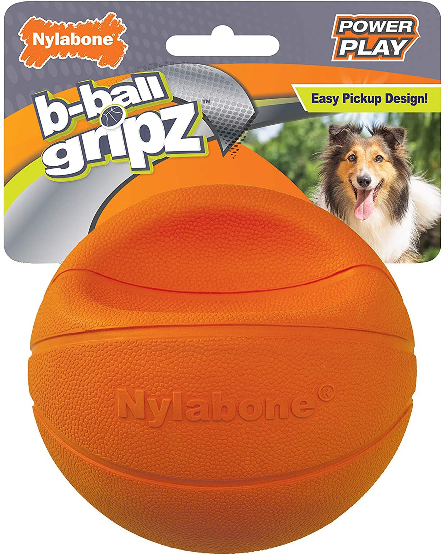 Nylabone Power Play Dog Basketball BBall Gripz 1ea/Medium/Wolf  Up To 35 Lbs. 4.5 in 1 ct