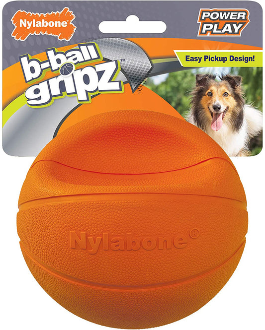Nylabone Power Play Dog Basketball BBall Gripz 1ea/Medium/Wolf  Up To 35 Lbs. 4.5 in 1 ct