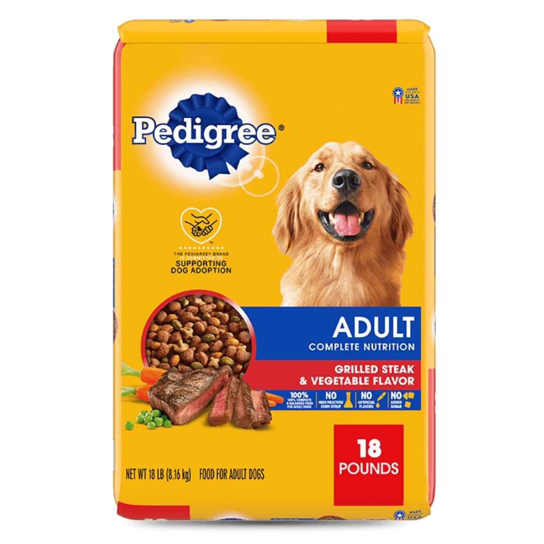 Pedigree Complete Nutrition Adult Dry Dog Food Grilled Steak & Vegetable 18lb