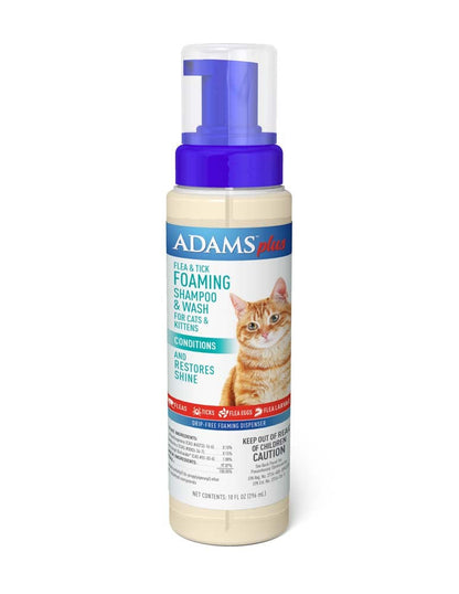 Adams Plus Flea  Tick Foaming Shampoo  Wash for Cats  Kittens 1ea/10 oz