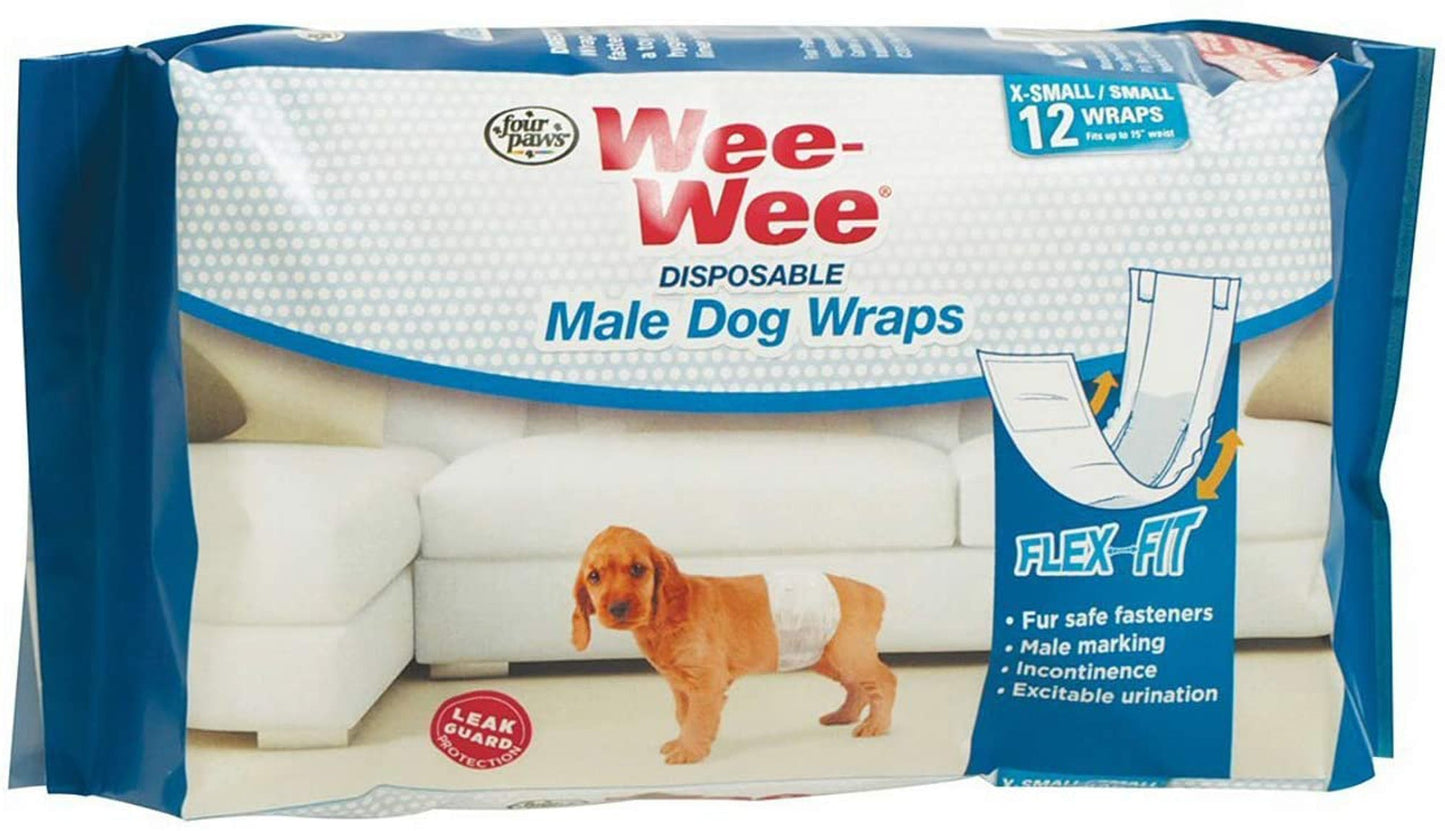 Four Paws WeeWee Disposable Male Dog Wraps 1ea/XS / SMall 12 ct