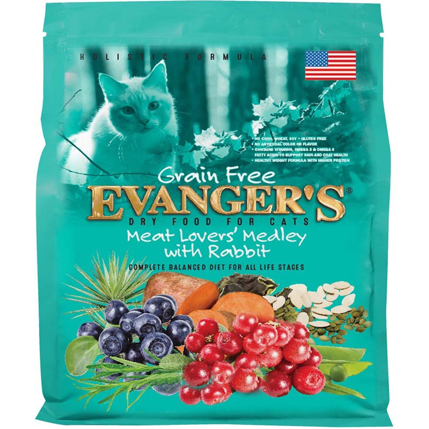 Evanger's Grain-Free Dry Cat & Kitten Food Meat Lover's Medley with Rabbit 4.4lb