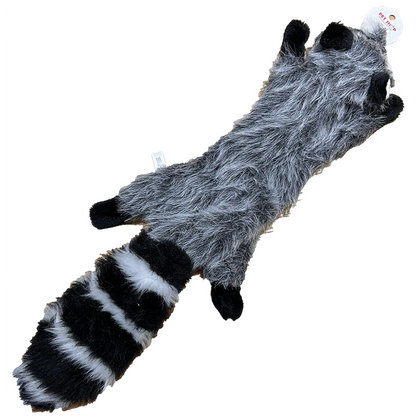 Raccoon Plush 22" Flattie Dog Toy with Squeakers and Crinkle