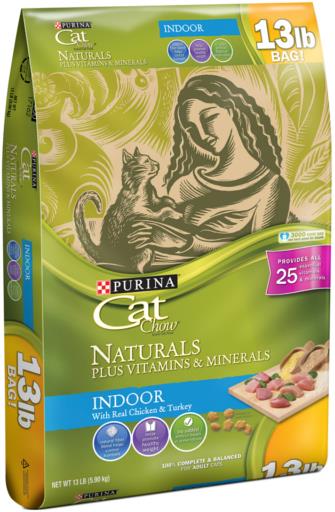 Purina Cat Chow Naturals Indoor Chicken Flavor Dry Cat Food, 13 lb