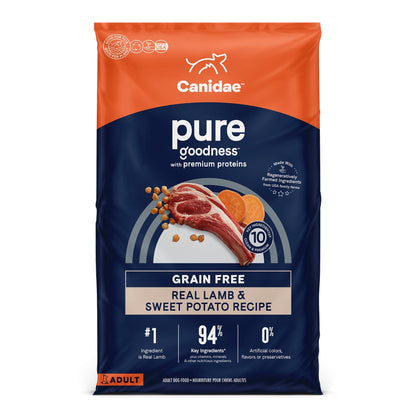 CANIDAE PURE Farm To Bowl GrainFree LID Dry Dog Food Lamb  Pea, 1ea/4 lb