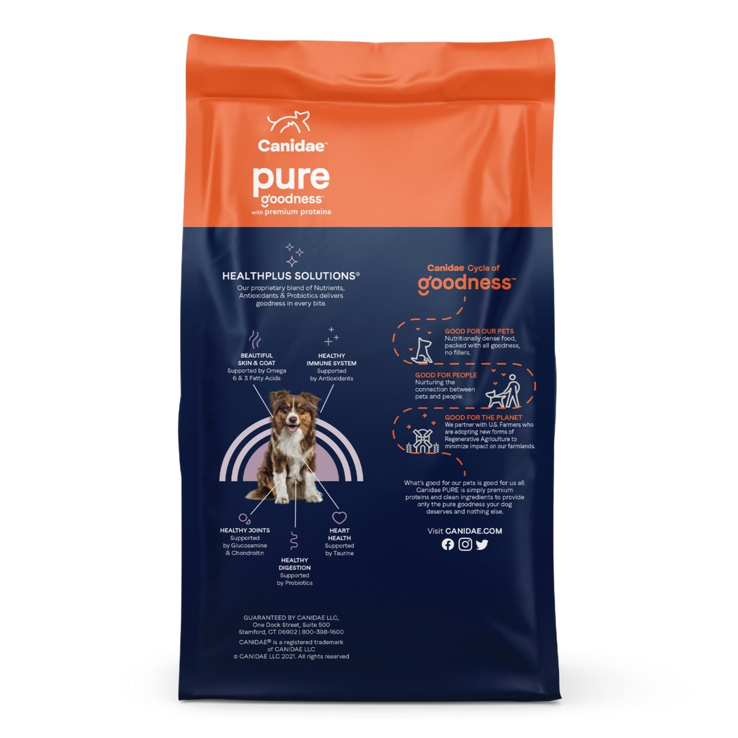 CANIDAE PURE Farm To Bowl GrainFree LID Dry Dog Food Bison, Lentil  Carrot, 1ea/21 lb