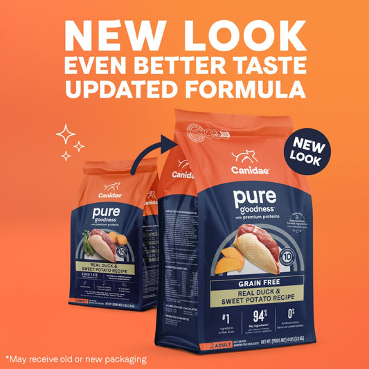 CANIDAE PURE Farm To Bowl GrainFree LID Dry Dog Food Duck  Sweet Potato, 1ea/22 lb