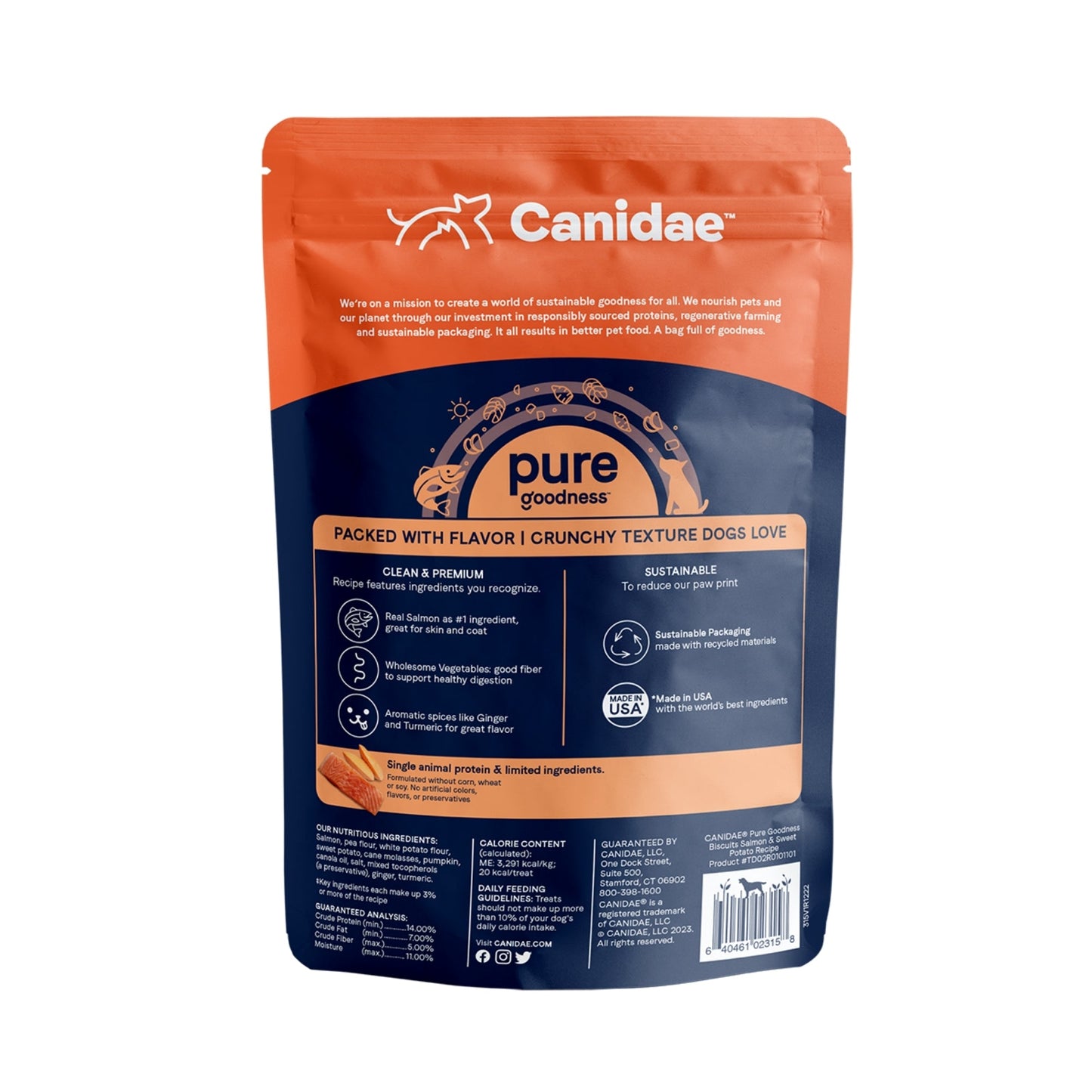 CANIDAE PURE Goodness GrainFree Biscuit Dog Treats Salmon  Sweet Potato, 1ea/11 oz