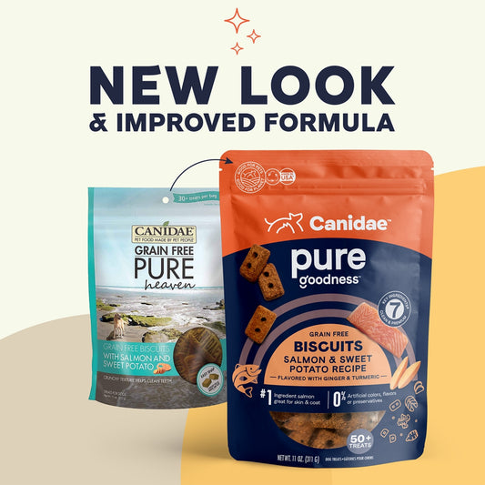 CANIDAE PURE Goodness GrainFree Biscuit Dog Treats Salmon  Sweet Potato, 1ea/11 oz