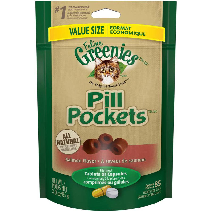 Greenies Feline Pill Pockets Cat Treats Salmon, 1ea/3 oz, 85 ct