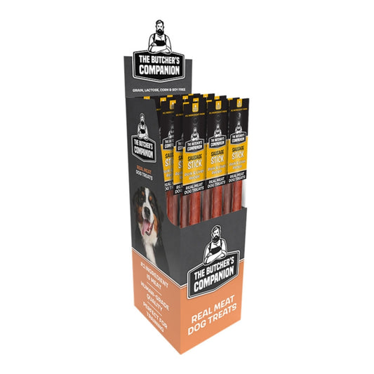 Butcher's Companion Dog Pork & Liver Sausage Sticks Display - 25 Piece