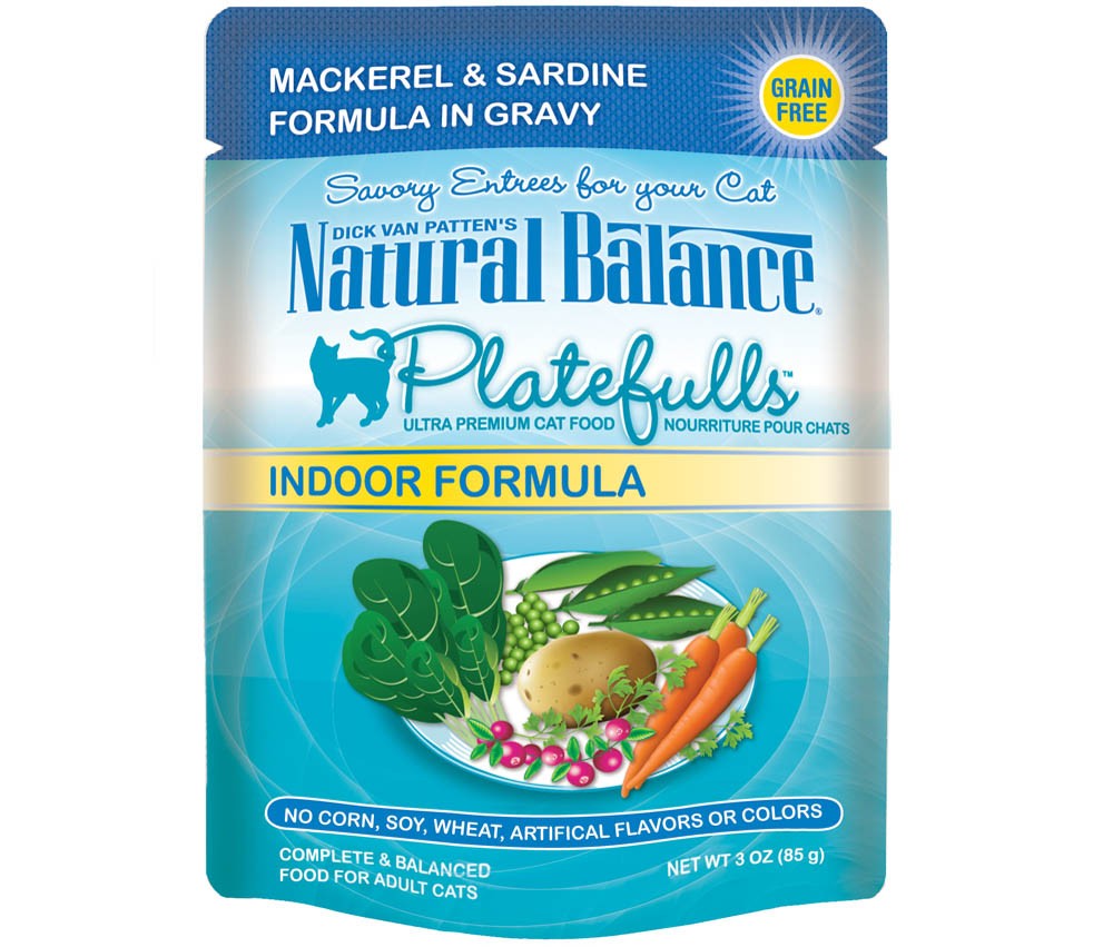Natural Balance Pet Foods Original Ultra Platefulls Morsels in Gravy Wet Cat Food Pouch Mackerel & Sardine 3oz