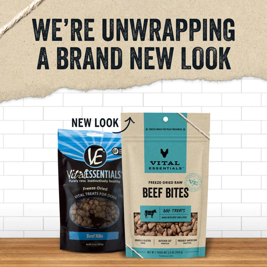 Vital Essentials Dog Freeze-Dried Treat Bites Beef 2.5oz.