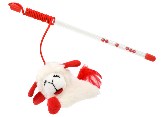 Multipet Lamb Chop® Cat Wand w/ Refillable Catnip 12"