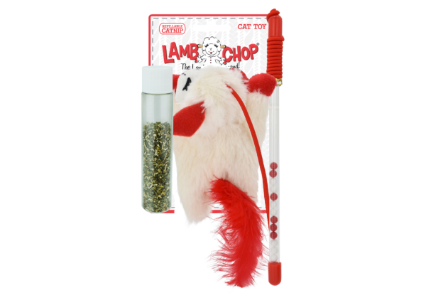 Multipet Lamb Chop® Cat Wand w/ Refillable Catnip 12"